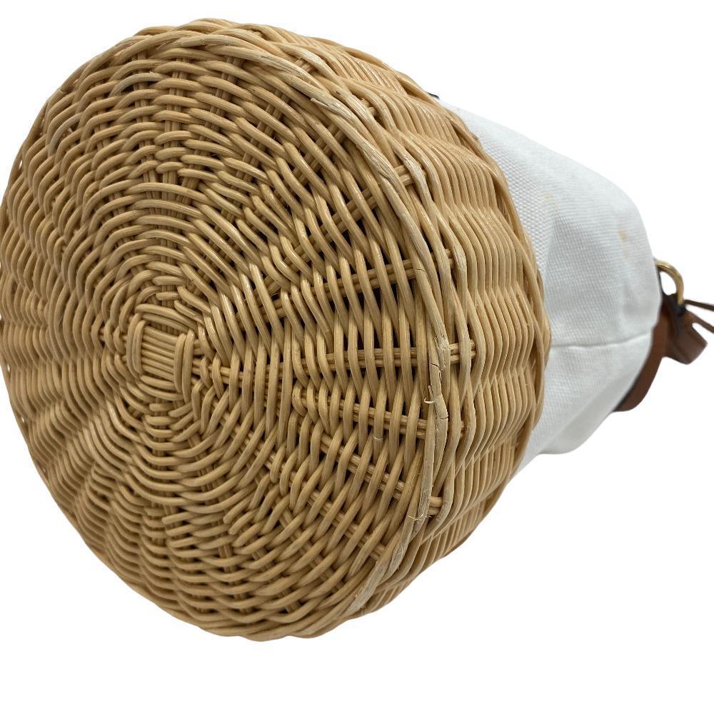 Prada Wicker Bucket Drawstring Handbag White - image 4